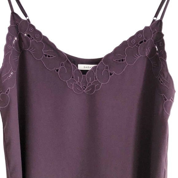 Babaton Aritzia Eggplant Floral Embroidered Cutout V- Neck Cami Size XS - Picture 8 of 15